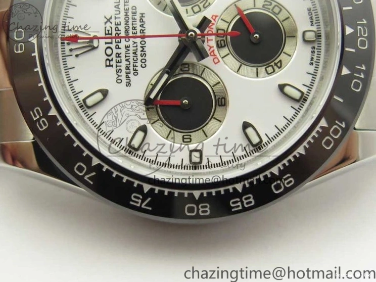 0107 Daytona 116500 JHF Best Edition Ceramic Bezel White Dial Black Red on SS Bracelet A Elegant 3266